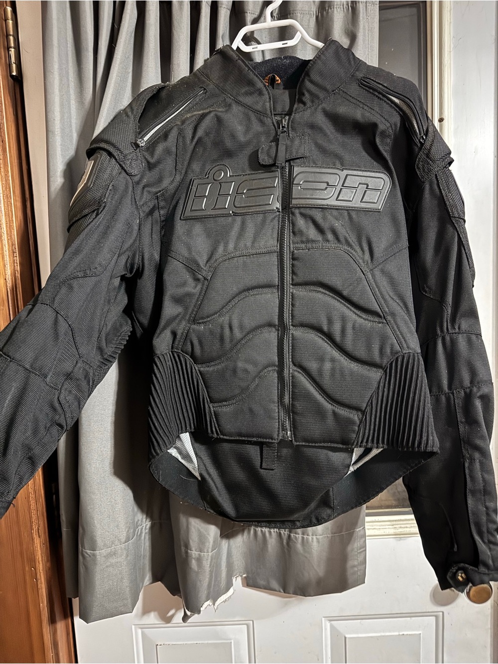 ICON Men's Black motorcycle Jacket with Chest Logo